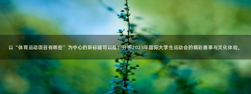 凯发官方正版app娱乐平台：以“体育运动项目有哪些”为中心的